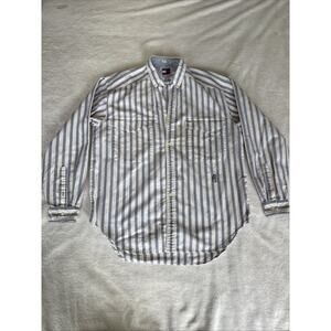 Vintage Tommy Hilfiger Button Up Long Sleeve Blue Stripe 80’s Men M